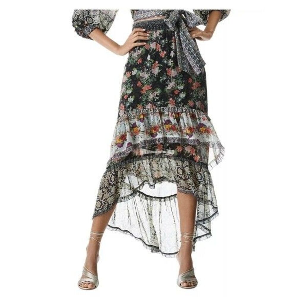 NWT Alice + Olivia Dream Castle Floral Maxi Skirt 12 $550 Ruffle